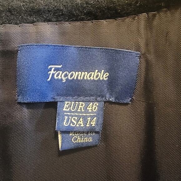 Faconnable Wool Cashmere V Neck Short Sleeve Black Midi Sheath Dress Size 14 - Picture 12 of 15